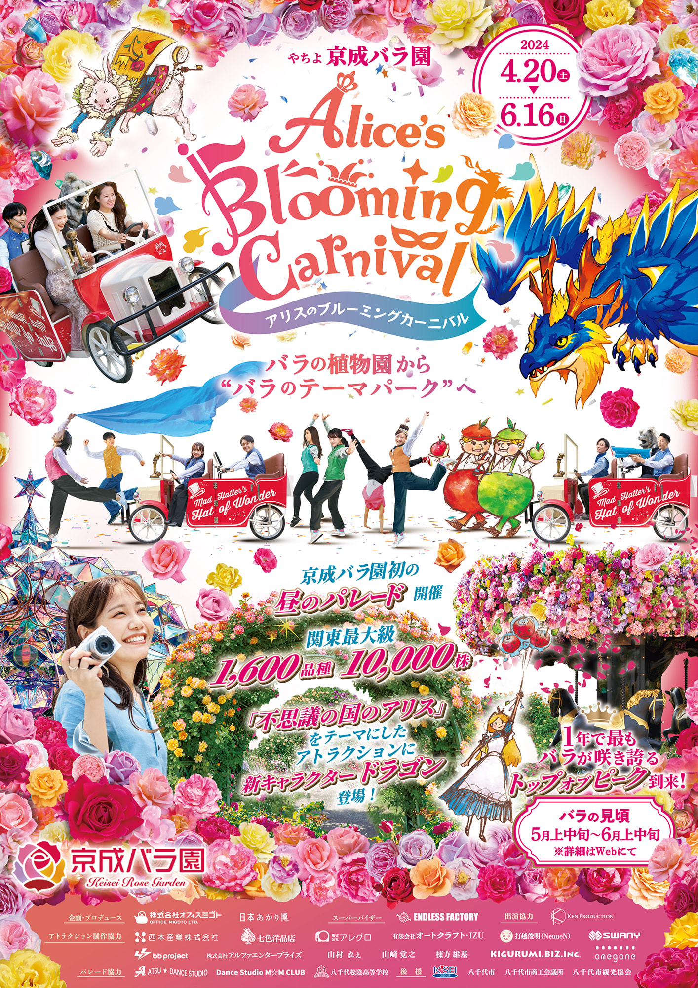 アリスのBlooming Carnival A4チラシ表面｜京成バラ園