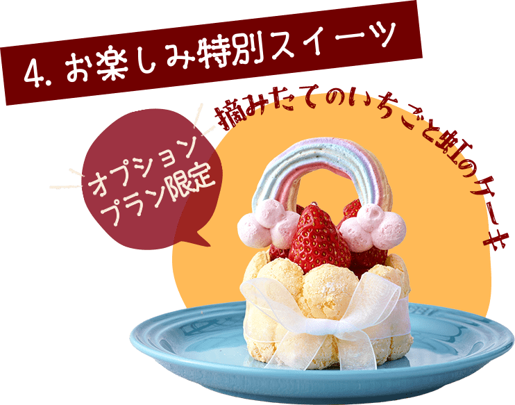 採れたてのいちごと虹のケーキ